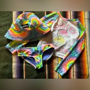 Hurley little girl tye-dye swim set